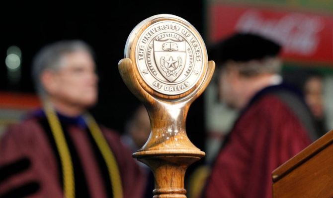 Close-up of UT Dallas mace